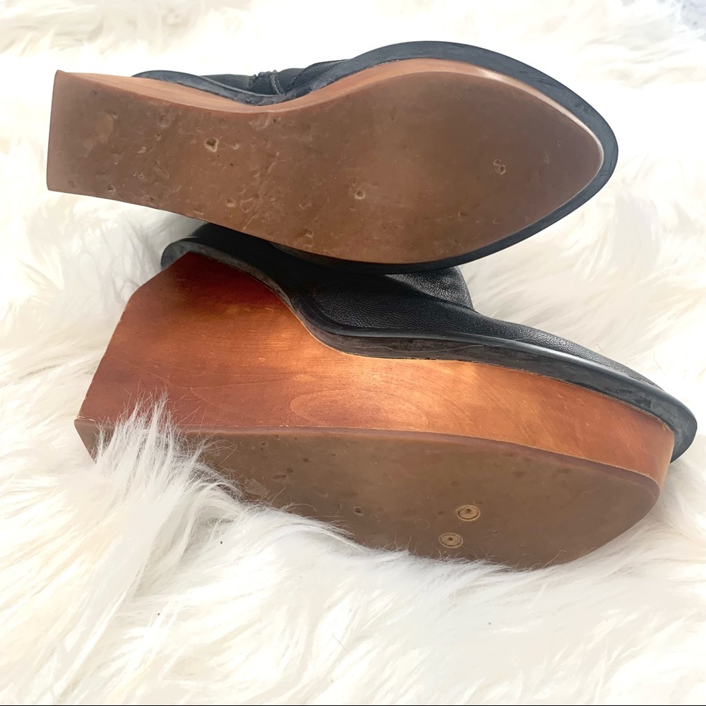 Jeffrey Campbell Havana Last Black Leather Boots Wood Wedge Platform Heel size 6 - Picture 3 of 6